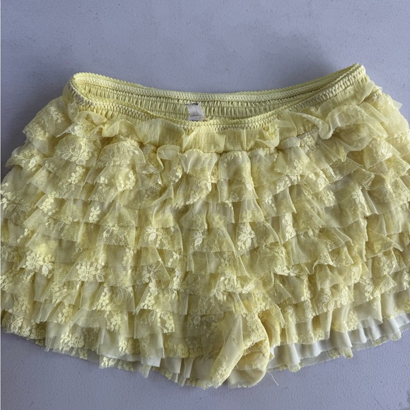 Free People Pants - Free People Yellow Lace Ruffle Bloomers Shorts